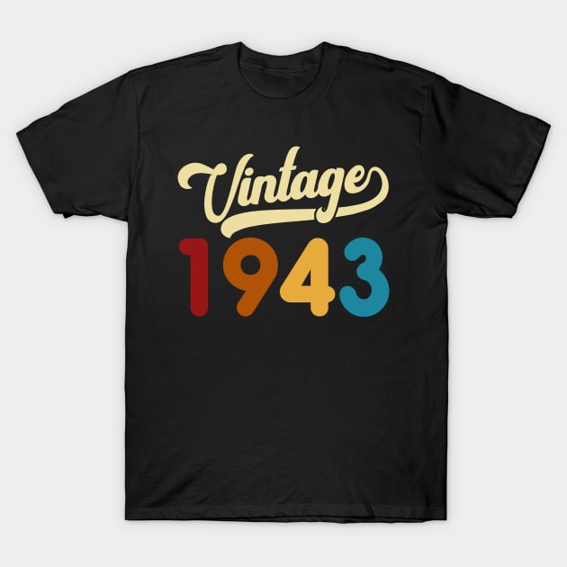 1943 Vintage Gift 77th Birthday Retro Style T-Shirt by Kimko